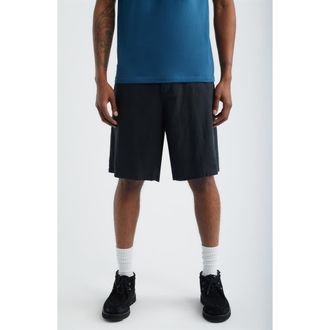 Obey Devin Baggy Linen Blend Shorts in Black at Nordstrom, Size 36
