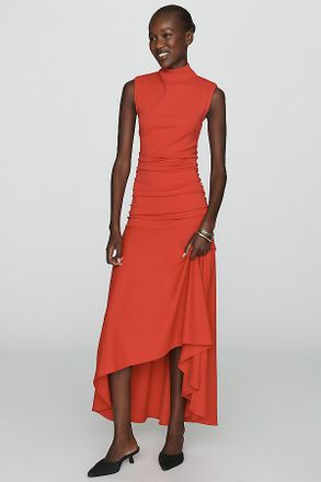 Maeve Sleeveless Ruched Mock-Neck Dress