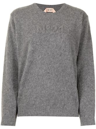 N°21 embossed logo jumper - women - Virgin Wool - 40 - Grey