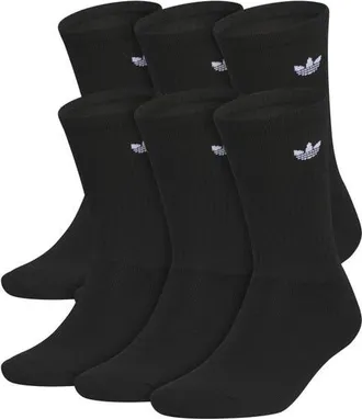adidas 6-Pack Trefoil 2.0 Crew Socks in Black/white at Nordstrom, Size Large