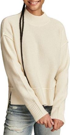 Lucky Brand Waffle Stitch Mock Neck Sweater in Tofu at Nordstrom Rack, Size X-Large