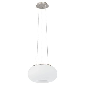 Loops Pendant Light Colour Satin Nickel Shade White Glass Opal Matt Bulb E27 2x60W in Metallics