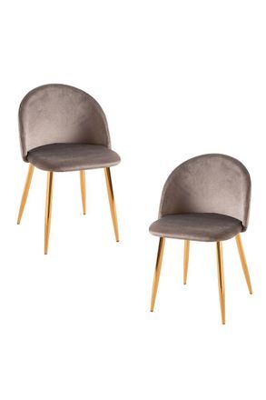 Regalos Miguel Regalos Miguel - Packs Sillas Comedor - Pack 2 Sillas Vint Terciopelo Golden - Gris Claro