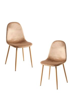 Regalos Miguel Regalos Miguel - Packs Sillas Comedor - Pack 2 Sillas Teok Terciopelo - Marr&oacute;n Claro