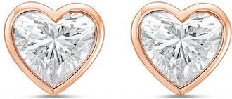Diana M. Jewels 14KT ROSE GOLD LAB GROWN heart shape STUDS IN A BEZEL SETTING WEIGHING 1.00 CTS TW