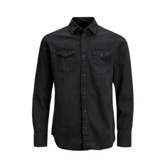 Jack & Jones Zwart Denim Overhemd Herfst/Winter Collectie - Heren - Spijkeroverhemden - Zwart - M - Denim - Overhemden