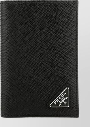 Prada leather card holder bifold design textured finish