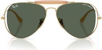 Ray-Ban 53mm Outdoorsman II Pilot Sunglasses in Arista/dark Green at Nordstrom