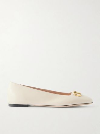 Valentino Garavani Ballerine In Pelle Con Decorazione Vlogo - Crema