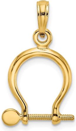 Diamond2Deal 14k Gold 3-D Small Shackle Link with Moveable Screw Charm Pendant