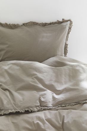 H&M Bettw&auml;sche mit Volant f&uuml;r Einzelbett - Greige