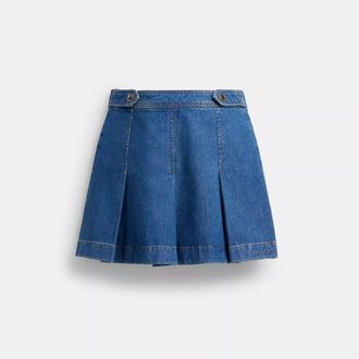Coach Denim Pleated Skirt