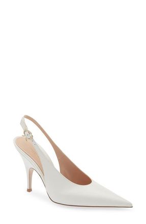 Gianvito Rossi Pointed Toe Slingback Pump in Offwhite at Nordstrom, Size 10.5Us