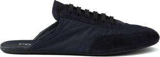 Prada Mules Collapse in Re-Nylon e pelle scamosciata - Blu