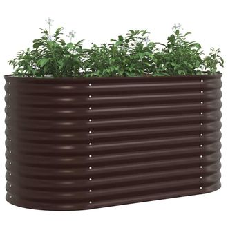 Berkfield Home Garden Raised Bed - Brown, 160 x 80 x 81 cm, Galvanized Steel in Brown | Size: 160 x 80 x 81 cm