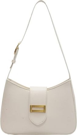 Generic Small Leather Shoulder Bag for Women with Zipper Fashion Cross Body Clutch Purse Handbags Leather Underarm Bag (White)