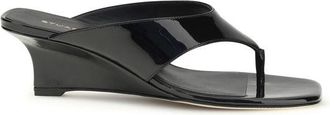 Stuart Weitzman Black Calf Leather Bos Taurus Wedge Womens Sandals