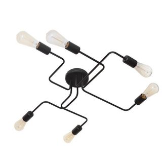 Netlighting Tube Multi Arm Semi Flush Ceiling Light Black 75cm