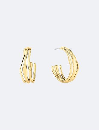 Calvin Klein Womens Sculptural Fluid Shape Hoop Earrings - Metallic - OS