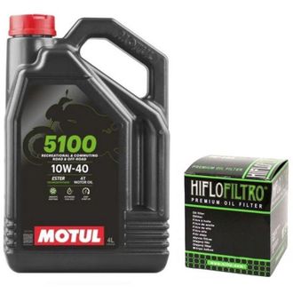 OEM Aceite Motul 5100 10w40 4l + Filtro De Aceite Hiflo Hf139 4t Ma2 Drz Ltz Ltr Kfx