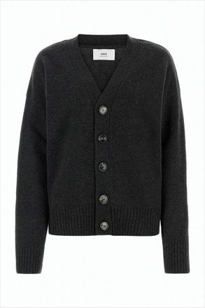Ami Deep V-Neck Cardigan With Button-Down Front