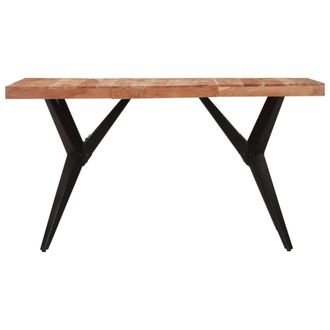 Berkfield Home Dining Table Black 140x70x76 cm Solid Wood Acacia | Size: 140 x 70 x 76 cm