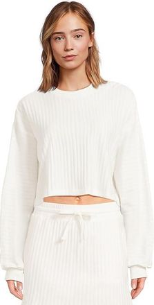 L*Space Half Court Pullover Womens Sweater White : XL, Cotton/Modal