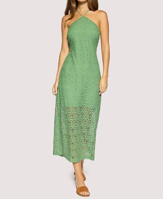 Lost + Wander Marisol Embroidered Halter Midi Dress In Green