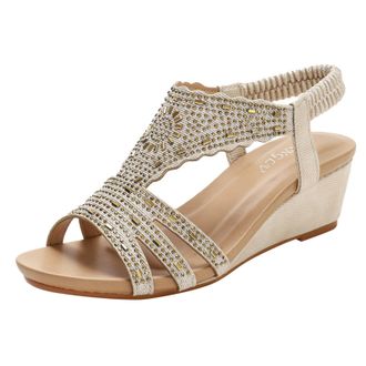 Generic Ladies Bohemian Beach Sandals with Elastic Band for Women Casual Comfort Walking Footwear (A, 5.5)