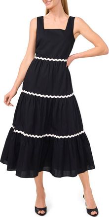 CeCe by Cynthia Steffe Rickrack Trim Cotton Maxi Sundress in Rich Black at Nordstrom Rack, Size Large