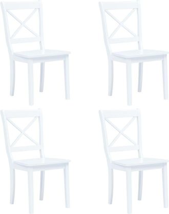 vidaXL Vidaxl - Sillas De Comedor 4 Unidades Madera Maciza De Caucho Blanco
