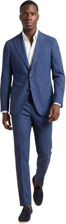 Mulish Blue Polyester Two-Piece Mens Suit