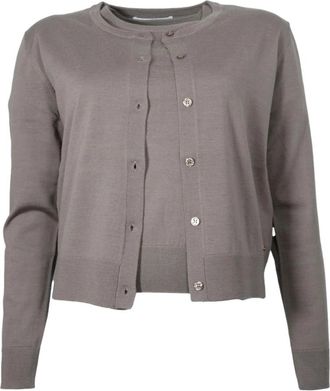 Kaos Open Gebreide Trui met Bijpassend T-shirt - Dames - Vesten - Grijs - L - Wol - Truien & Vesten
