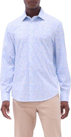 Bugatchi James OoohCotton Abstract Button-Up Shirt in Air Blue at Nordstrom, Size Xxx-Large