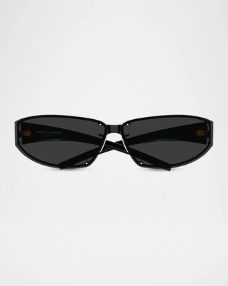 Saint Laurent Men & apos;s SL 963 Fashion Show Directional Metal Rectangular Sunglasses