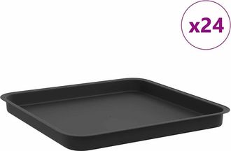 vidaXL Bandeja Cuadrada Para Flores 24 Uds. Negro 36 X 36 X 3 Cm Vidaxl