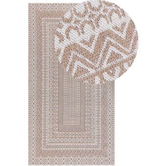 Beliani Beliani - Alfombra De Yute Beige Blanco 80 X 150 Cm Patr&oacute;n Geom&eacute;trico Suave Moderno Baglar