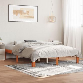 vidaXL Estructura De Cama Sin Colch&oacute;n Madera Maciza Marr&oacute;n 120x190 Cm Vidaxl