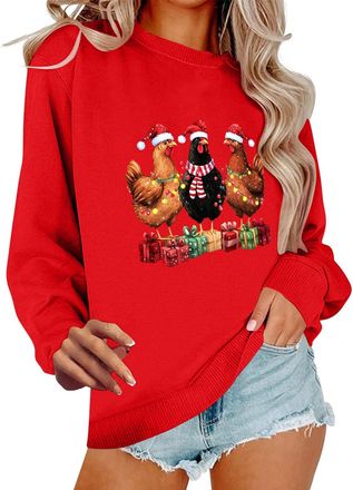 Generic Womens Christmas Jumper Plus Size Novelty Xmas Sweatshirts Shirts Fall Winter Pullover Tops Blouse Womens Round Neck Sweatshirt Long Sleeve Top Christ