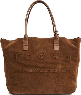 Hogan Address Medium Shopping Bag In Burnt Suede