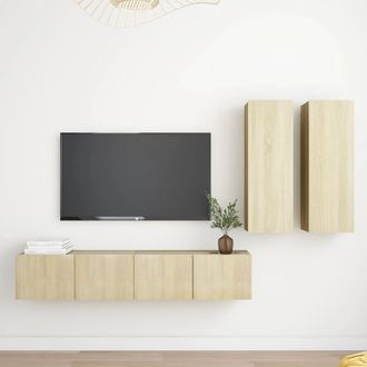vidaXL Juego De Muebles De Sal&oacute;n 4 Piezas Roble Sonoma Vidaxl