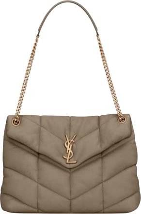 Saint Laurent Taupe Puffer Medium Shoulder Bag