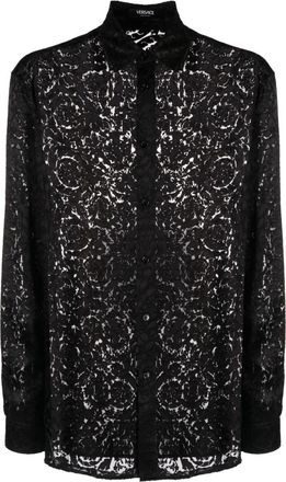 Versace Barocco devor&eacute;-effect shirt - men - Silk/Viscose - 50 - Black