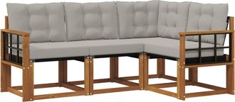 vidaXL Conjunto De Sof&aacute;s De Exterior 4 Uds. Gris Natural Y Claro Vidaxl
