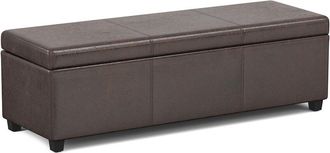 Simpli Home Avalon 54In Contemporary Rectangle Extra Large Storage Ottoman Bench