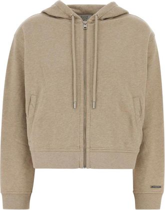 Maison Kitsun&eacute; Comfort Zipped Light Fleece Hoodie - Dames - Vesten met rits - Beige - L - Katoen - Hoodies & sweatvesten