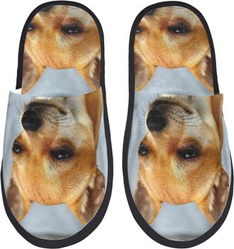 Generic Fuzzy Slippers Chihuahua Dog Lightweight Camping Slippers Reusable Indoor Shoes For Travel Indoor Room M