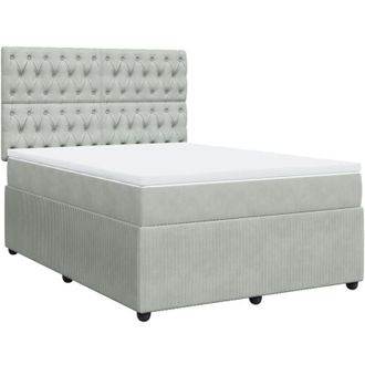 vidaXL Vidaxl - Cama Box Spring Con Colch&oacute;n Terciopelo Gris Claro 160x200 Cm