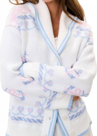 LoveShackFancy Womens Aribella Yacht Club Cardigan In Seaglass Kiss