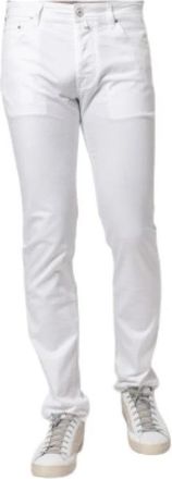 Jacob Cohen Witte Katoenen Canvas Slim-Fit Jeans - Heren - Slim Fit Jeans - Wit - W36 - Katoen - Jeans
